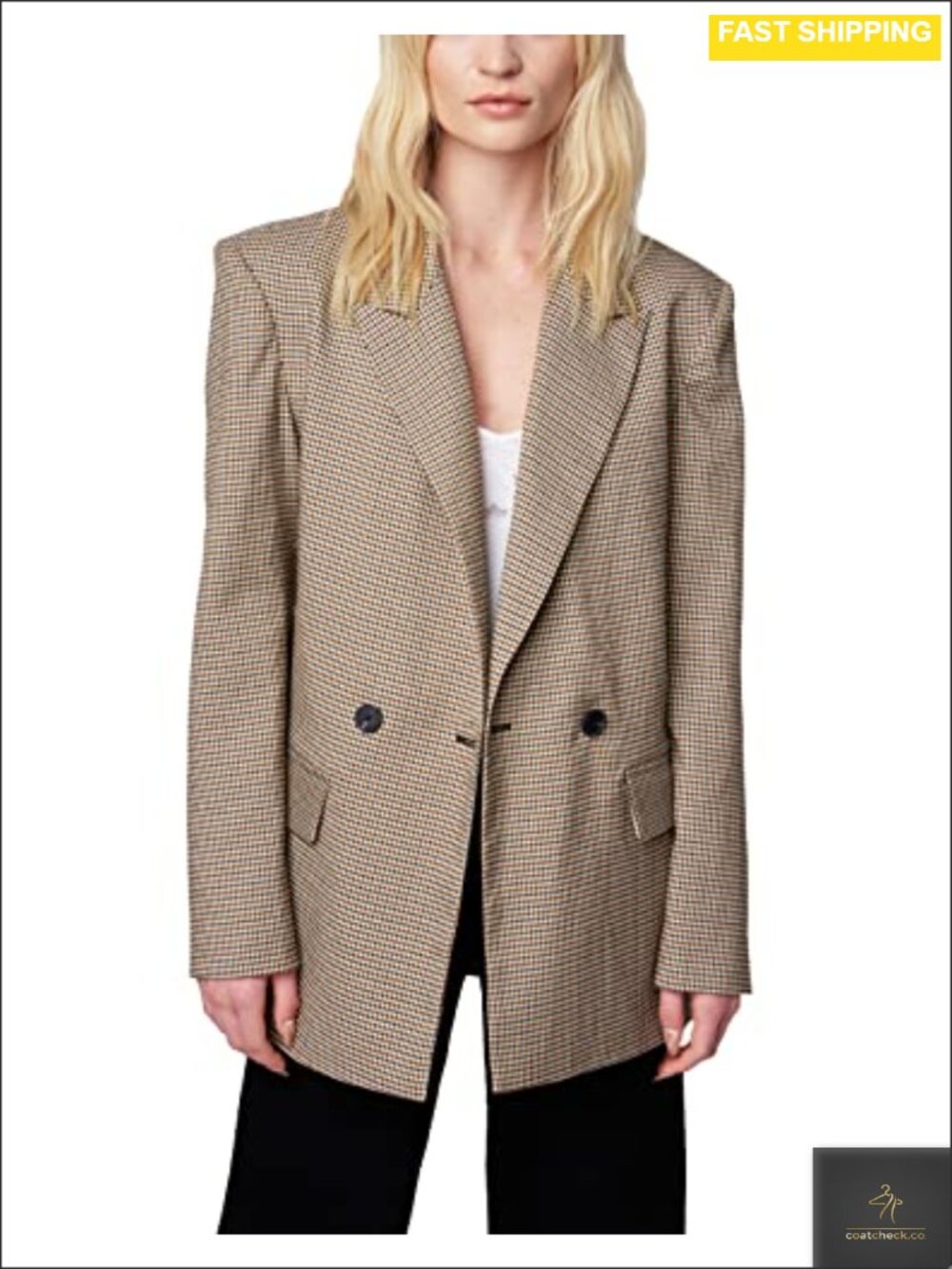 Plaid Blazer Notch Lapel Button Closure Business Formal Blazer